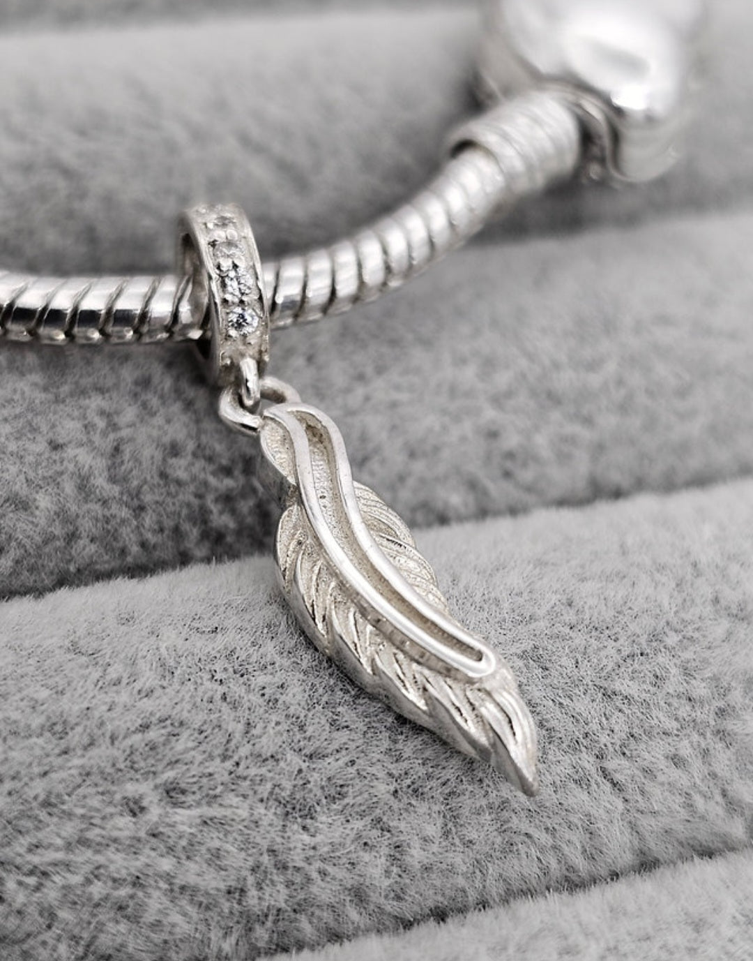 Feather CZ Dangle Charm