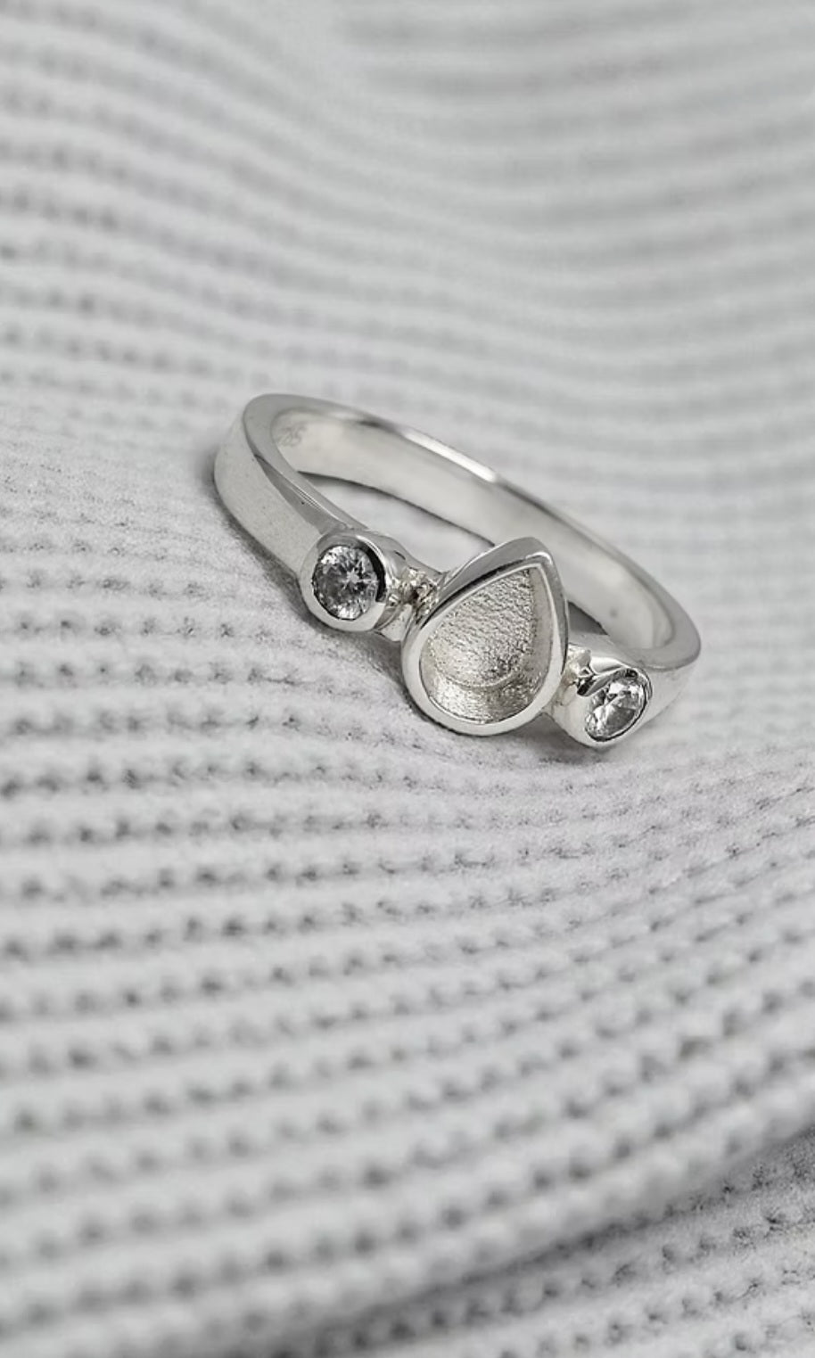 Teardrop Double CZ Ring