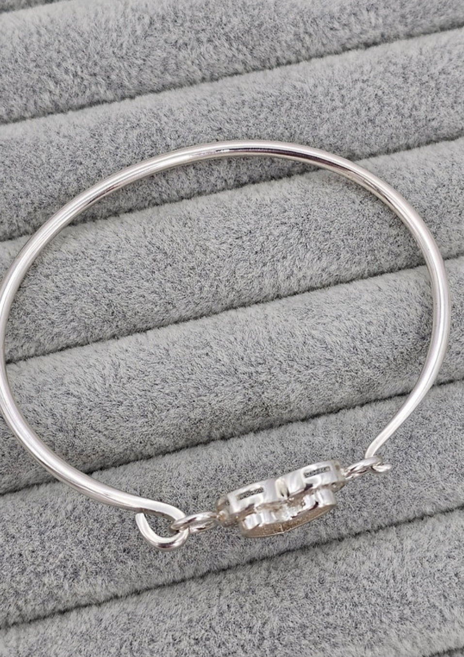 Heart Hook Clasp CZ Bangle