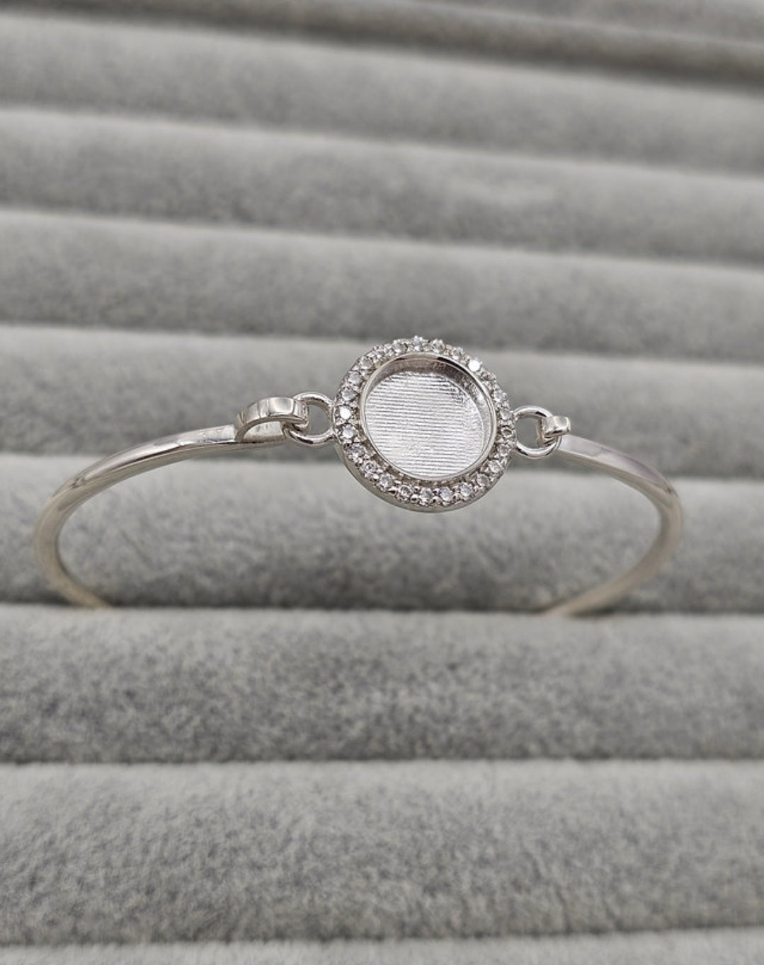 Halo Hook Clasp CZ Bangle