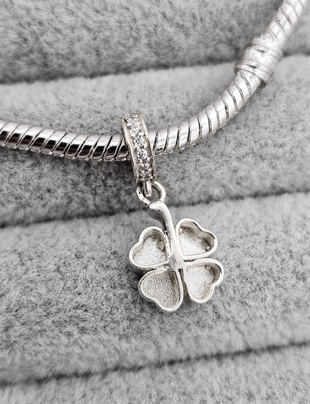 Four Leaf Clover CZ Dangle Charm