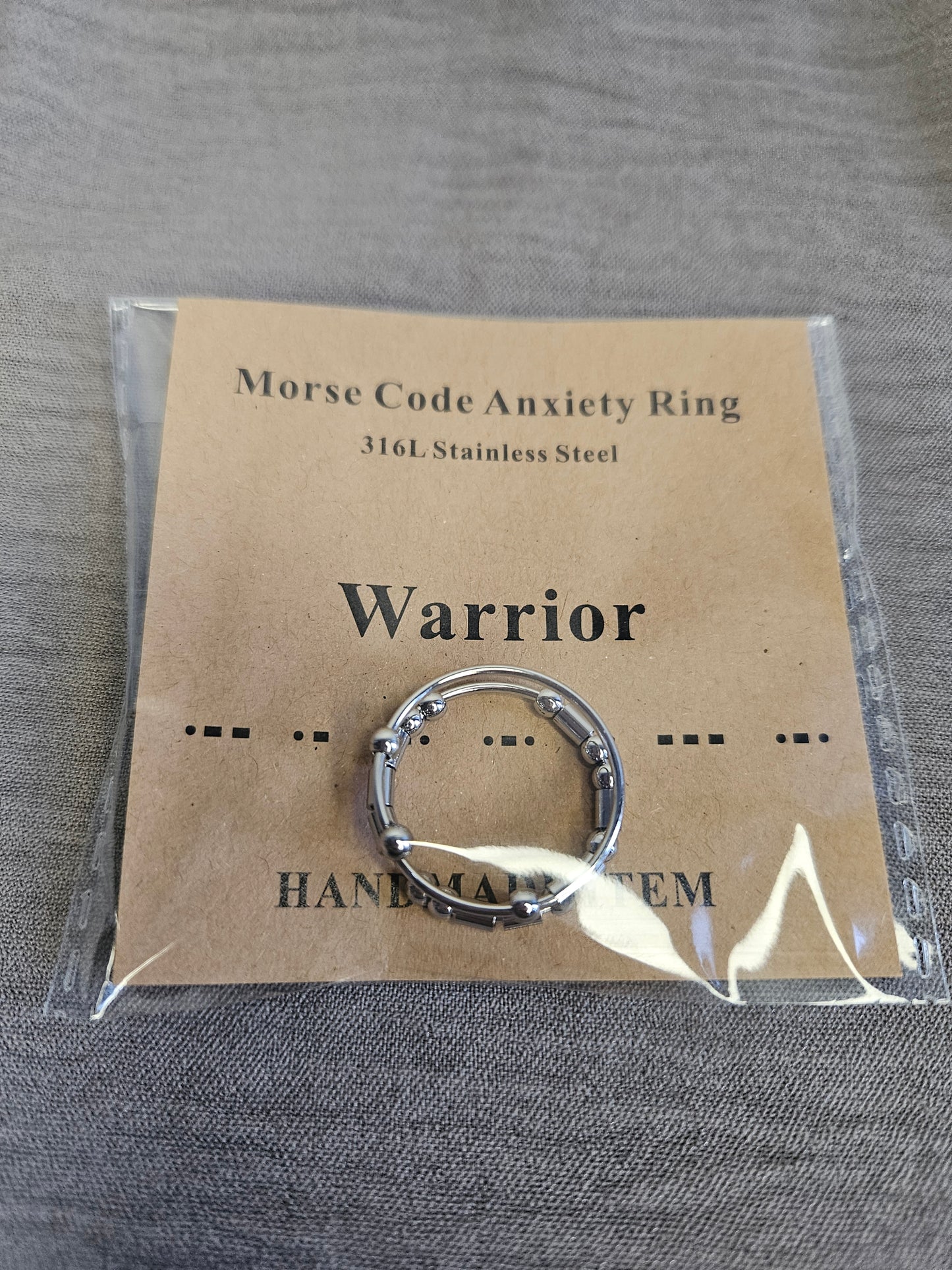 Morse Code Anxiety Ring