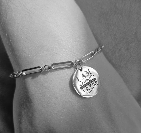 Ivy Disc Bracelet - I am enough, strong, beautiful, kind, loved