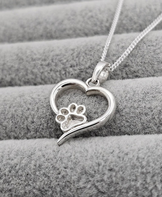 Pawprint Hallow Heart Pendant