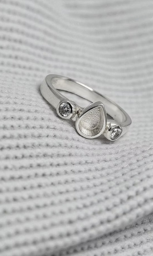Teardrop Double CZ Ring