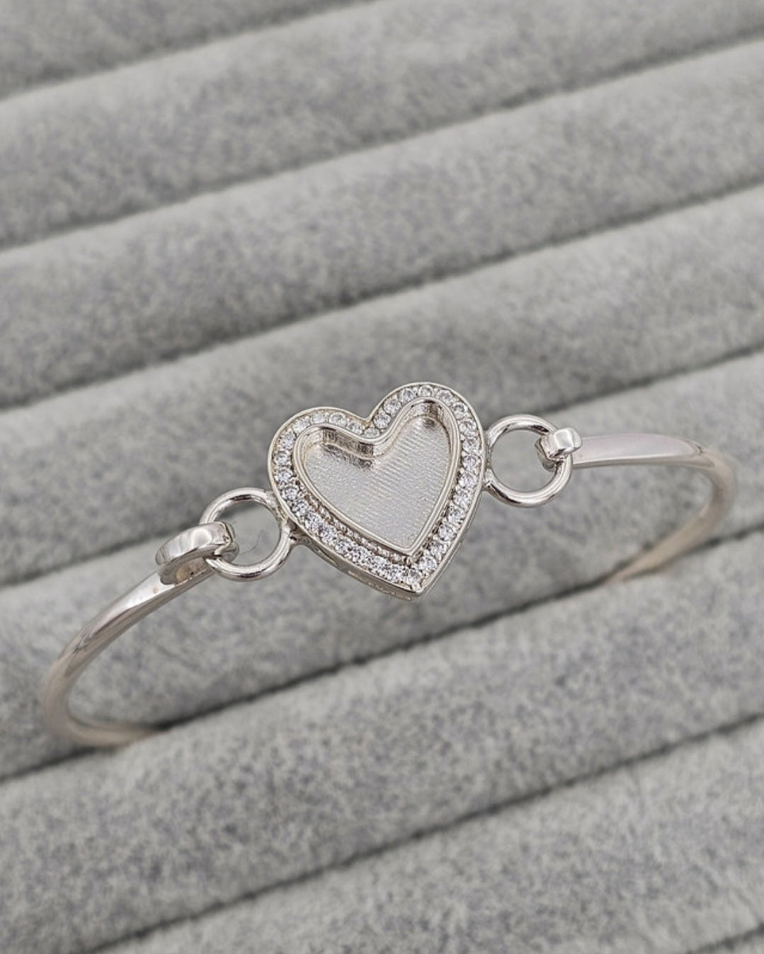 Heart Hook Clasp CZ Bangle