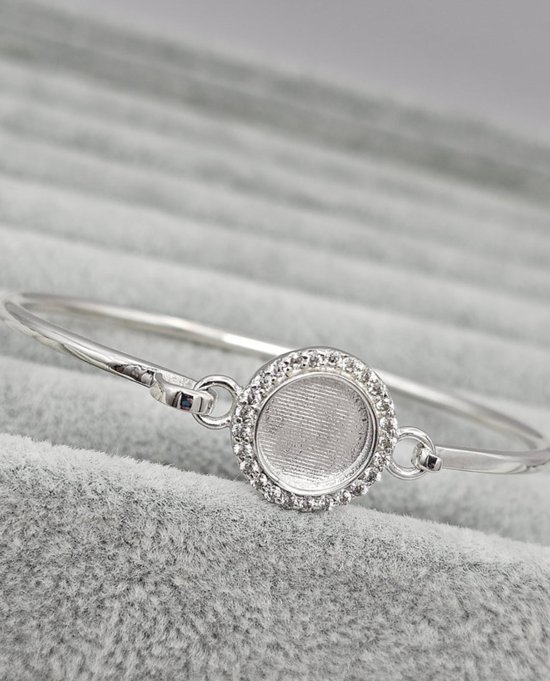 Halo Hook Clasp CZ Bangle