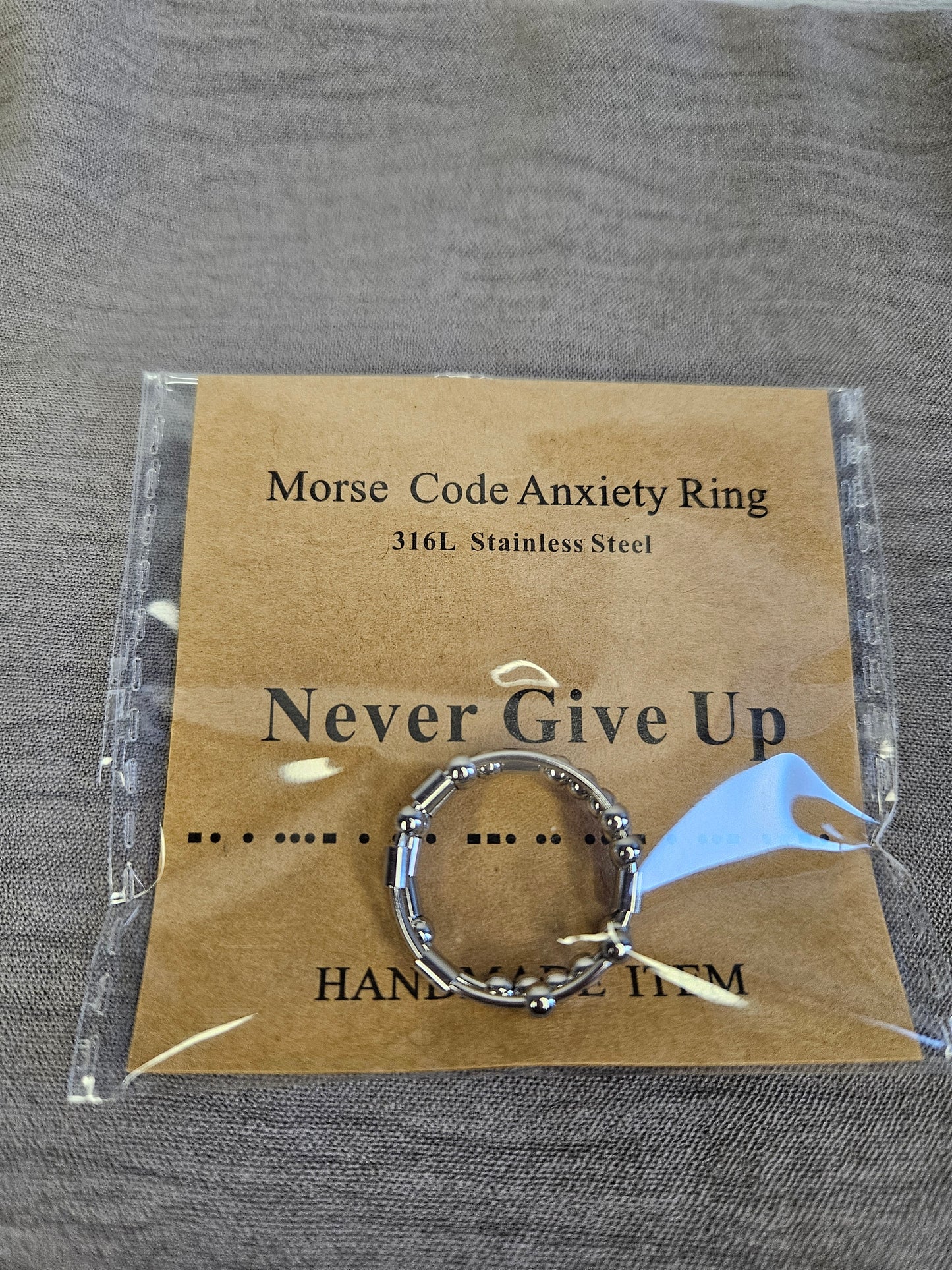 Morse Code Anxiety Ring