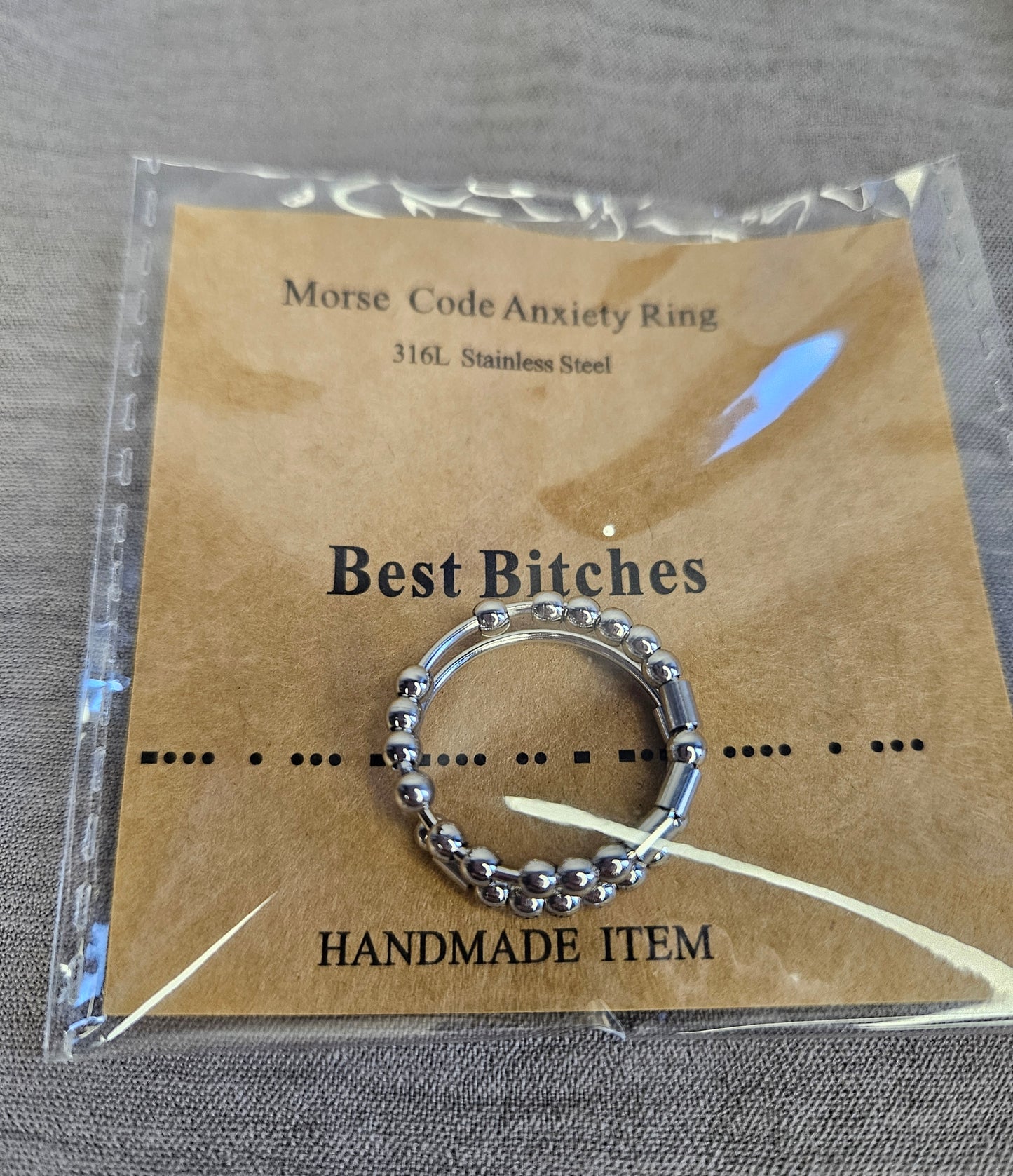 Morse Code Anxiety Ring