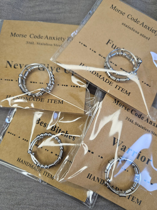 Morse Code Anxiety Ring