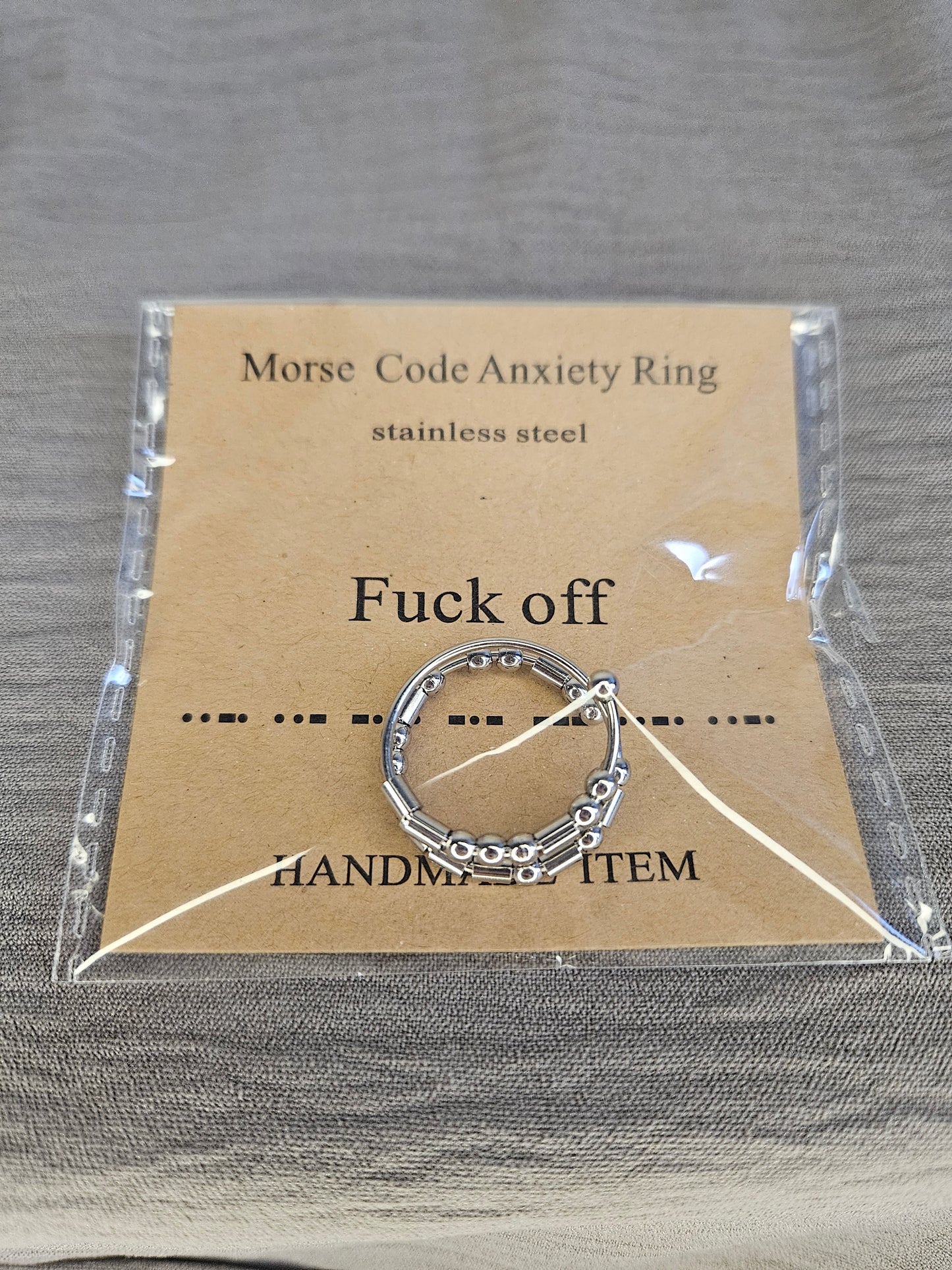 Morse Code Anxiety Ring