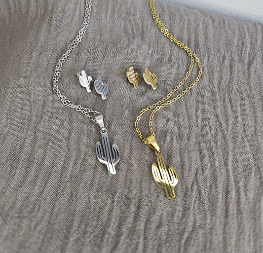 Cactus Necklace & Studs